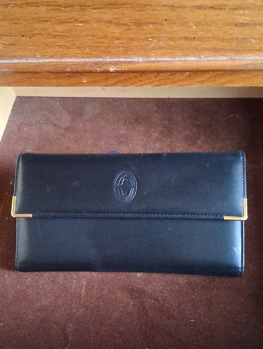 Buxton Black Leather Wallet with Gold Hardware